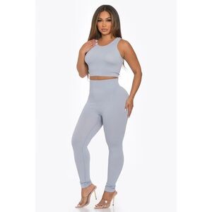 2 Pcs Sports Crop Tank Top and Legging Set